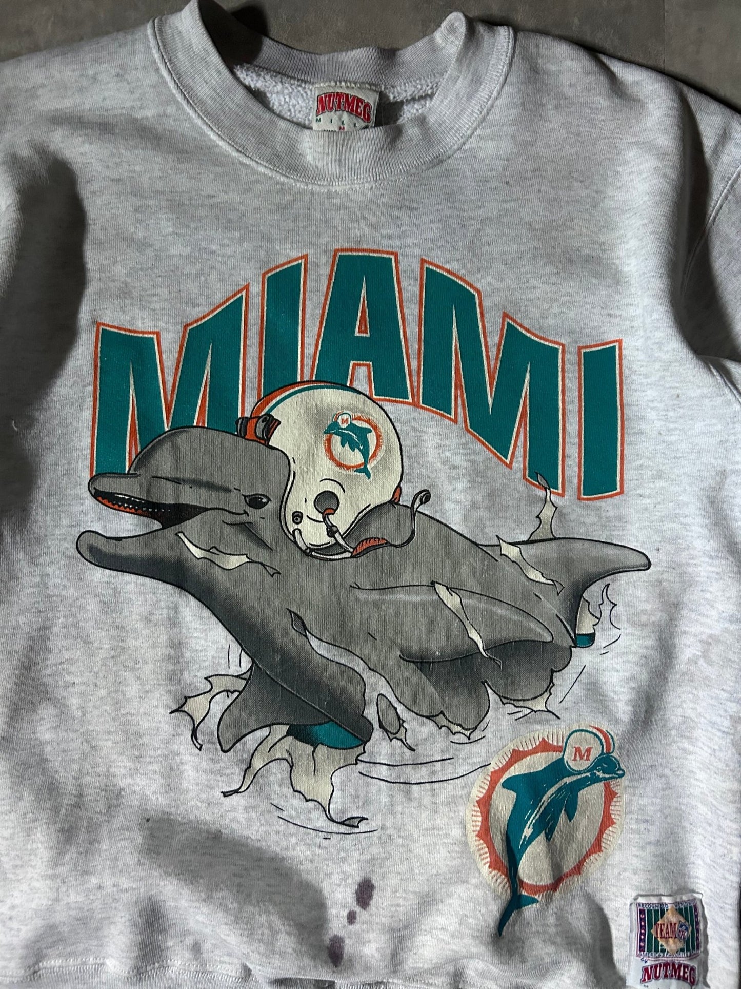90's Vintage Miami Dolphins Breakthrough Heather Gray Crewneck - M - M | Martin City Vintage