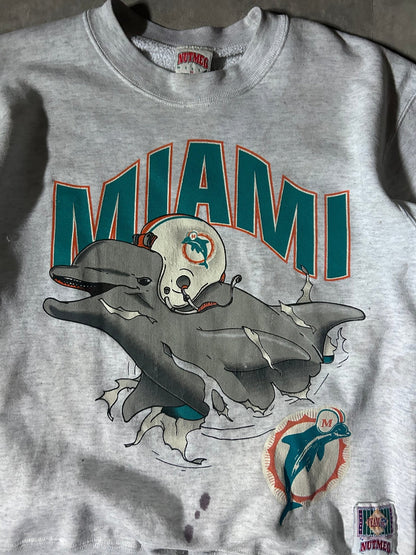 90's Vintage Miami Dolphins Breakthrough Heather Gray Crewneck - M - M | Martin City Vintage