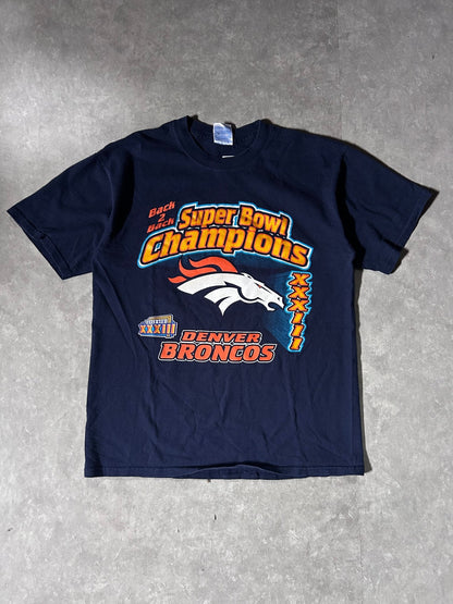 1999 Vintage Denver Broncos Back - to - Back Superbowl Navy T-Shirt - L - L | Martin City Vintage