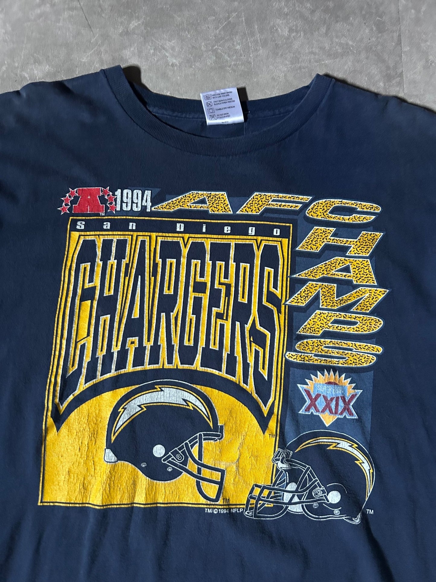 1994 Vintage San Diego Chargers AFC Champion Navy T-Shirt - XL - XL | Martin City Vintage