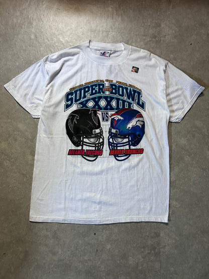 1999 Vintage Super Bowl XXXIII Atlanta Falcons Vs. Denver Broncos White T-Shirt - L - L | Martin City Vintage