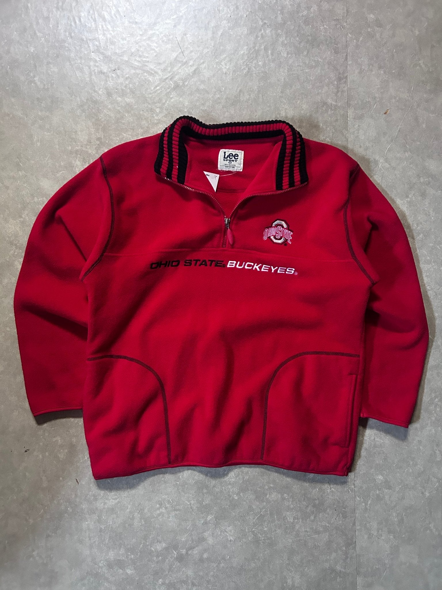 90's Vintage Ohio State Buckeyes Red Quarter Zip Up Jacket - M - L | Martin City Vintage