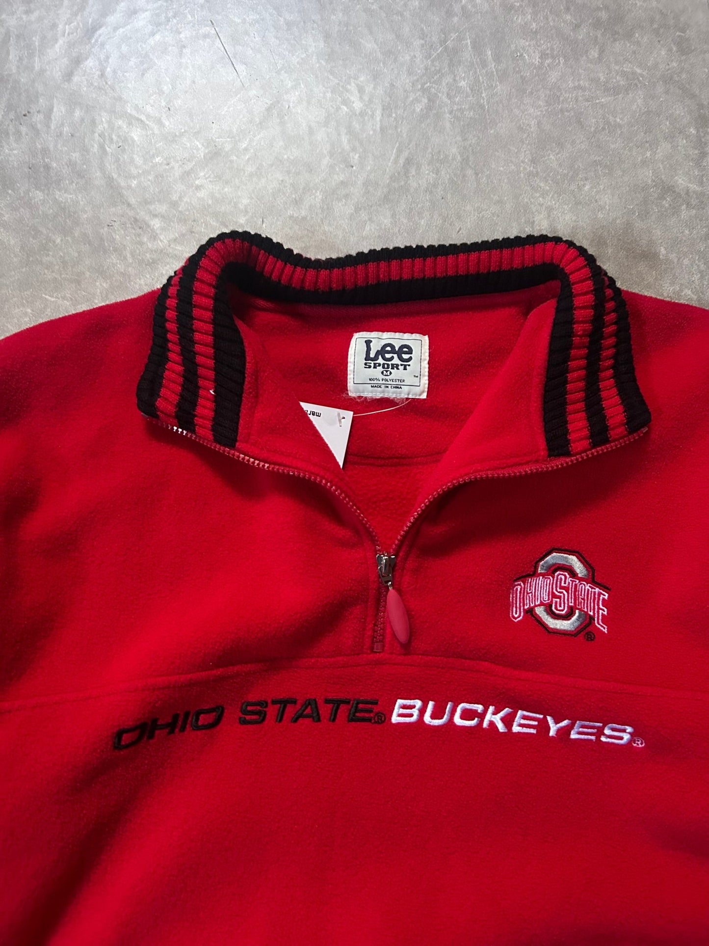 90's Vintage Ohio State Buckeyes Red Quarter Zip Up Jacket - M - L | Martin City Vintage