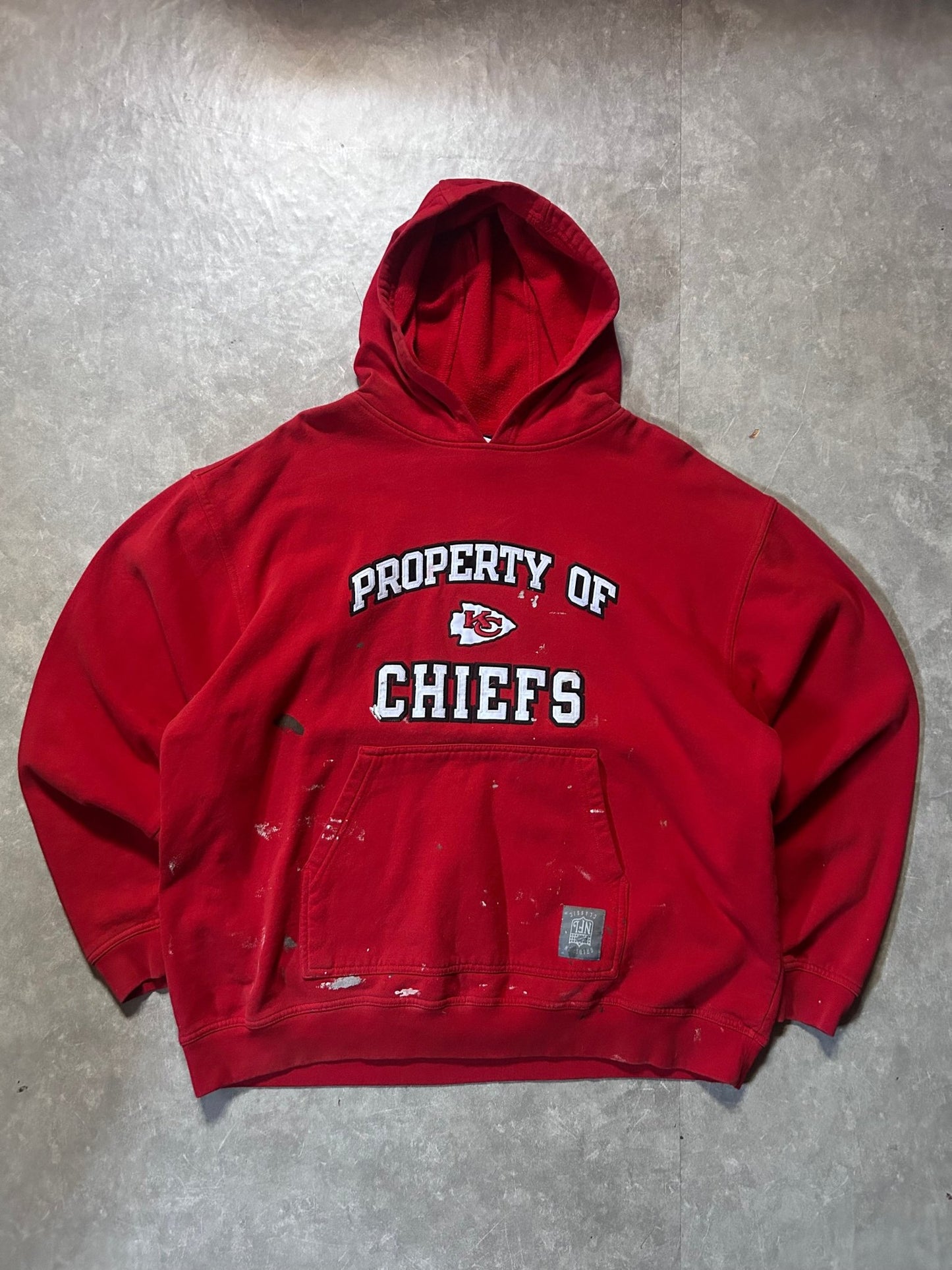2000's Vintage Kansas City Chiefs Reebok Paint Spattered Red Hoodie - XL - XL | Martin City Vintage