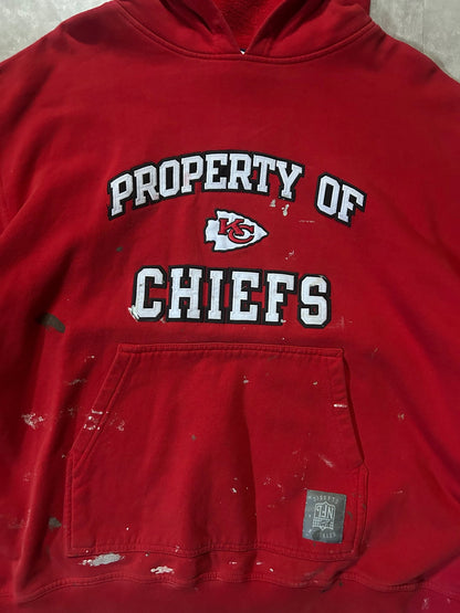 2000's Vintage Kansas City Chiefs Reebok Paint Spattered Red Hoodie - XL - XL | Martin City Vintage