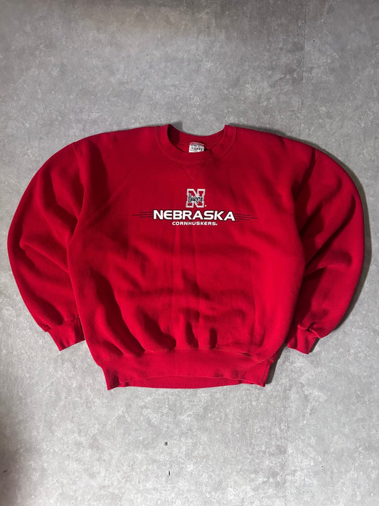 90's Vintage Nebraska Cornhuskers Red Crewneck - L - L | Martin City Vintage