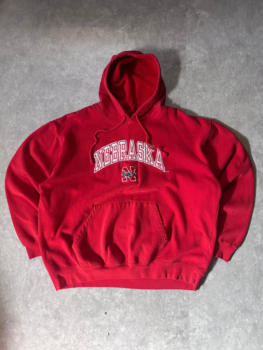 2000's Vintage Nebraska Cornhuskers Embroidered Red Hoodie - XL - XL | Martin City Vintage