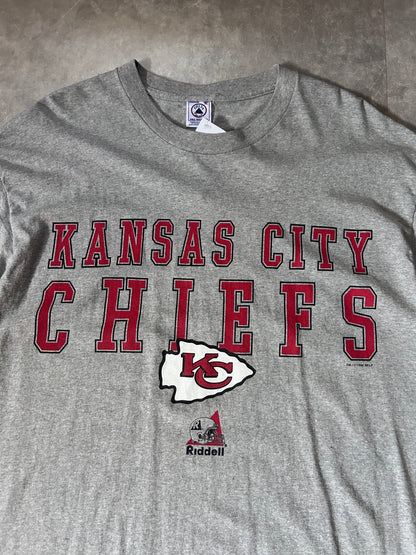 90's Vintage Kansas City Chiefs Riddell Grey T-Shirt - XL - XL | Martin City Vintage