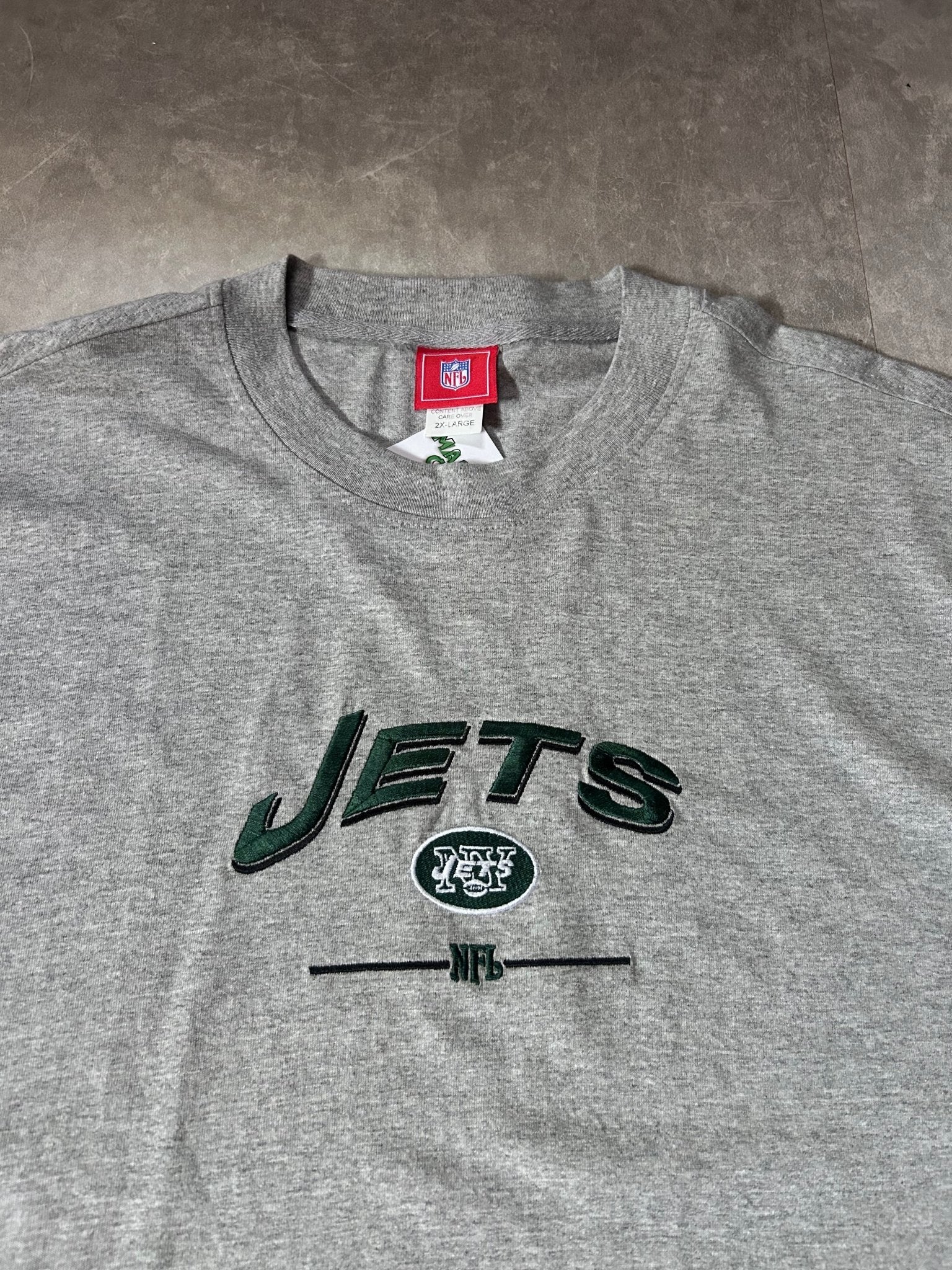 2000's Vintage New York Jets Embroidered Grey T-Shirt - XXL - XXL | Martin City Vintage