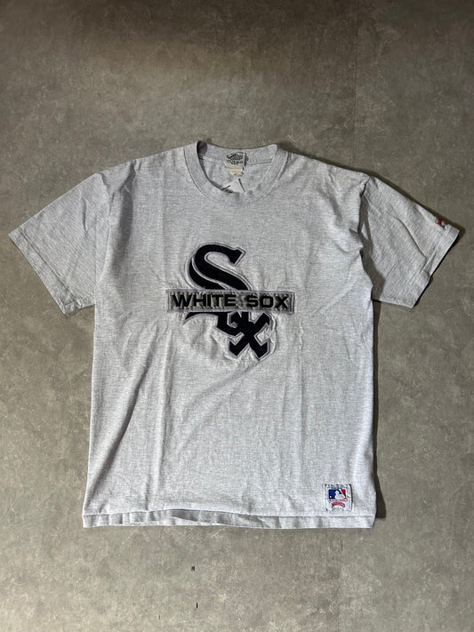 90's Vintage Chicago White Sox Embroidered Logo Heather Grey T-Shirt - XL - XL | Martin City Vintage