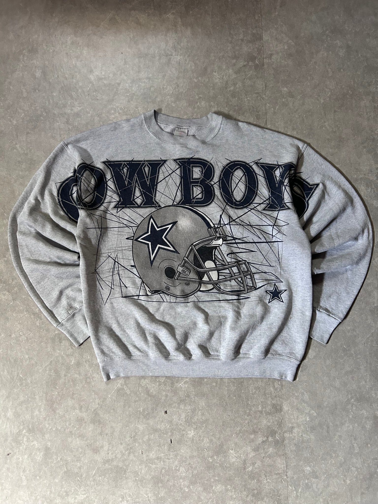 90's Vintage Dallas Cowboys Spell - Out Grey Crewneck - XL - XL | Martin City Vintage