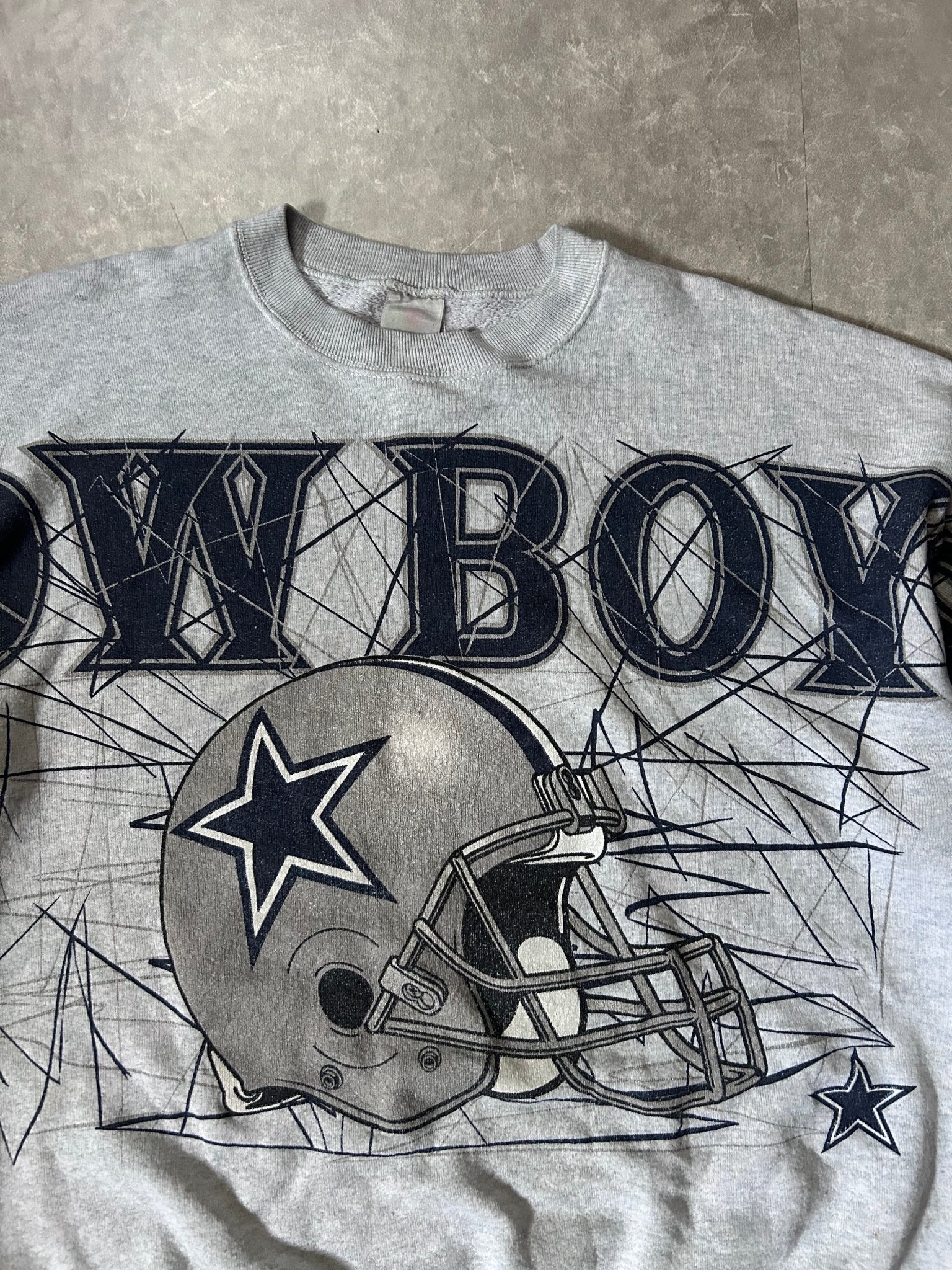 90's Vintage Dallas Cowboys Spell - Out Grey Crewneck - XL - XL | Martin City Vintage
