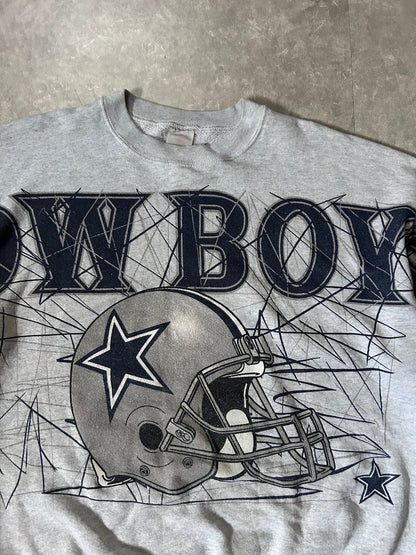 90's Vintage Dallas Cowboys Spell - Out Grey Crewneck - XL - XL | Martin City Vintage