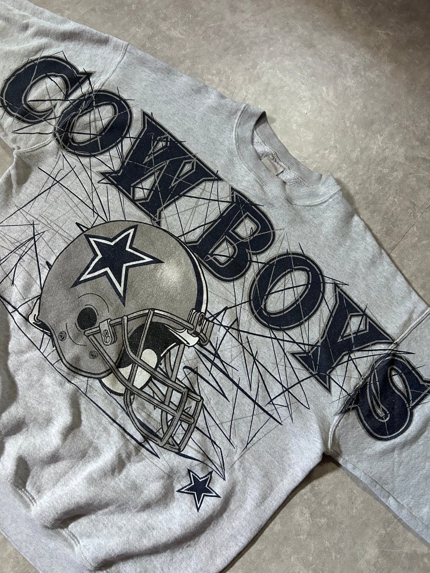 90's Vintage Dallas Cowboys Spell - Out Grey Crewneck - XL - XL | Martin City Vintage