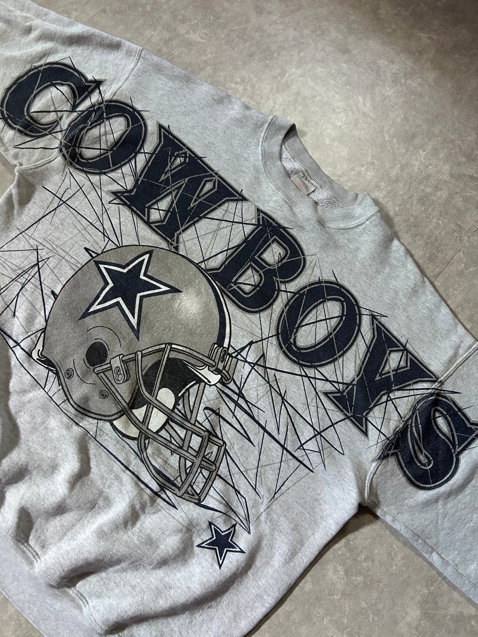 90's Vintage Dallas Cowboys Spell - Out Grey Crewneck - XL - XL | Martin City Vintage