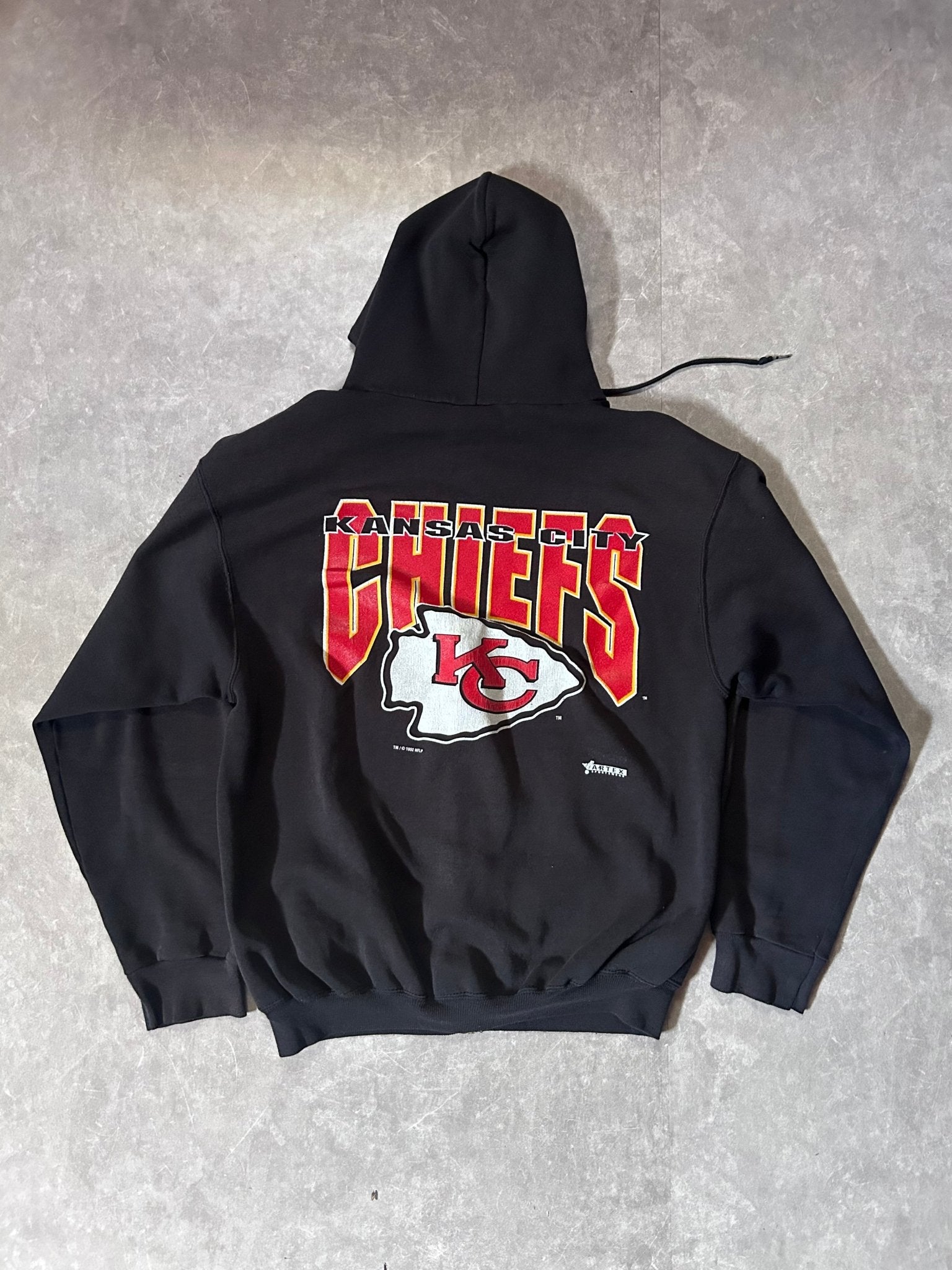90's Vintage Kansas City Chiefs Black Zip Up Hoodie - L - L | Martin City Vintage
