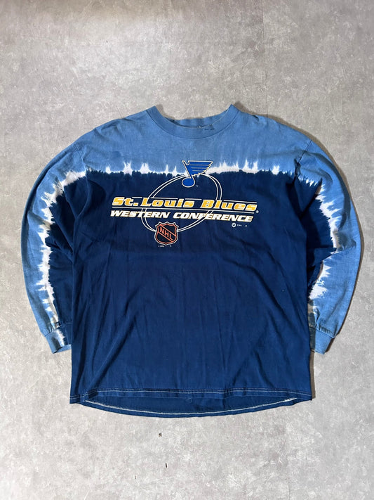 90's Vintage St. Louis Blues Navy/Blue Long Sleeve - XL - XL | Martin City Vintage