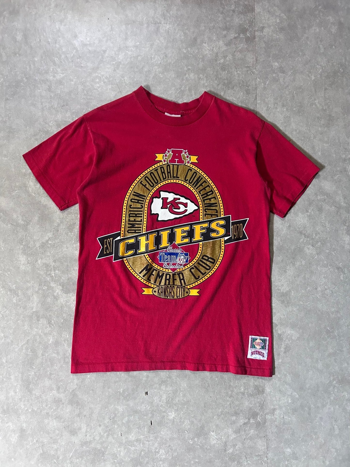 90's Vintage Kansas City Chiefs Nutmeg Red T-Shirt - M - M | Martin City Vintage