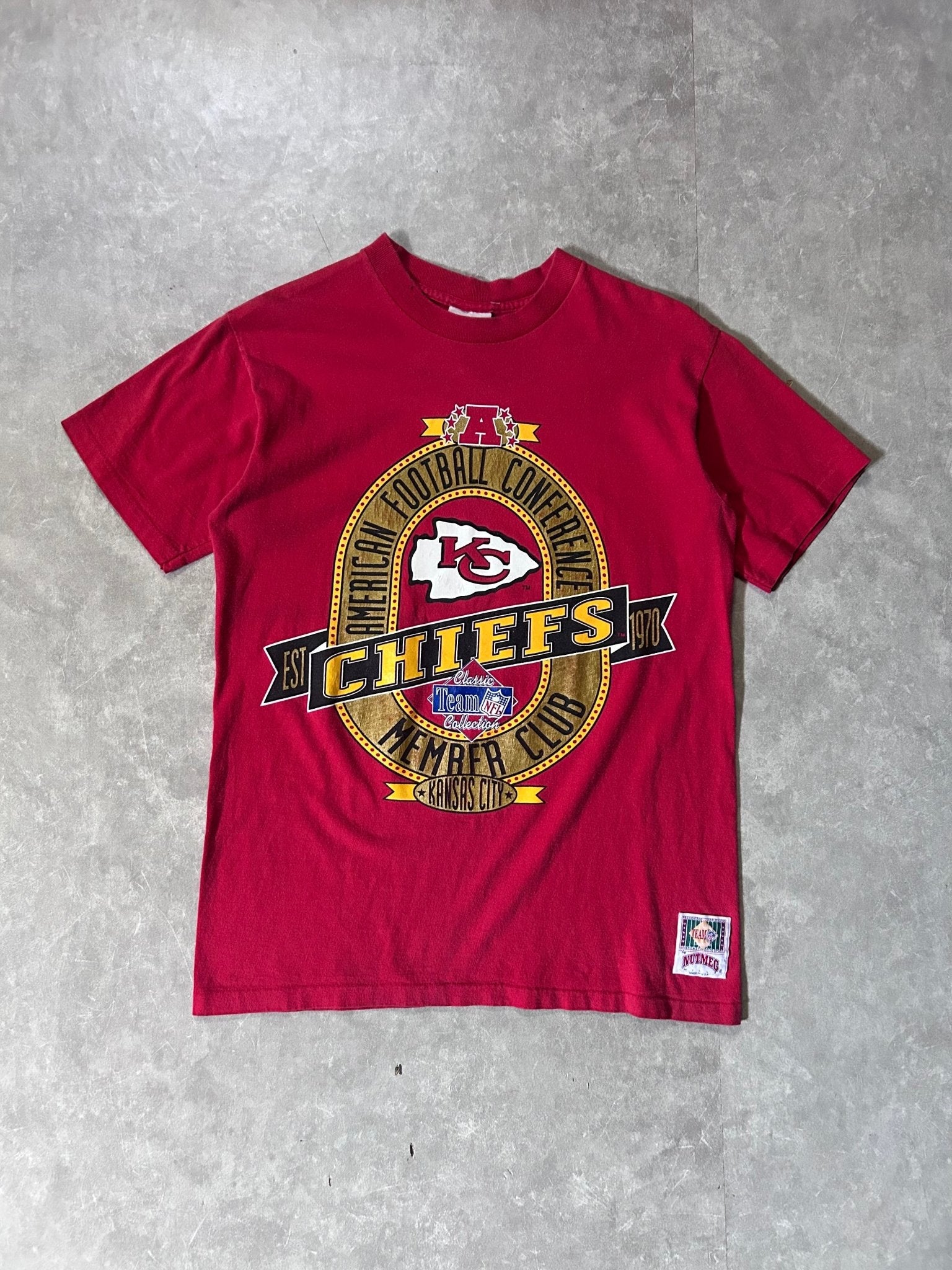 90's Vintage Kansas City Chiefs Nutmeg Red T-Shirt - M - M | Martin City Vintage