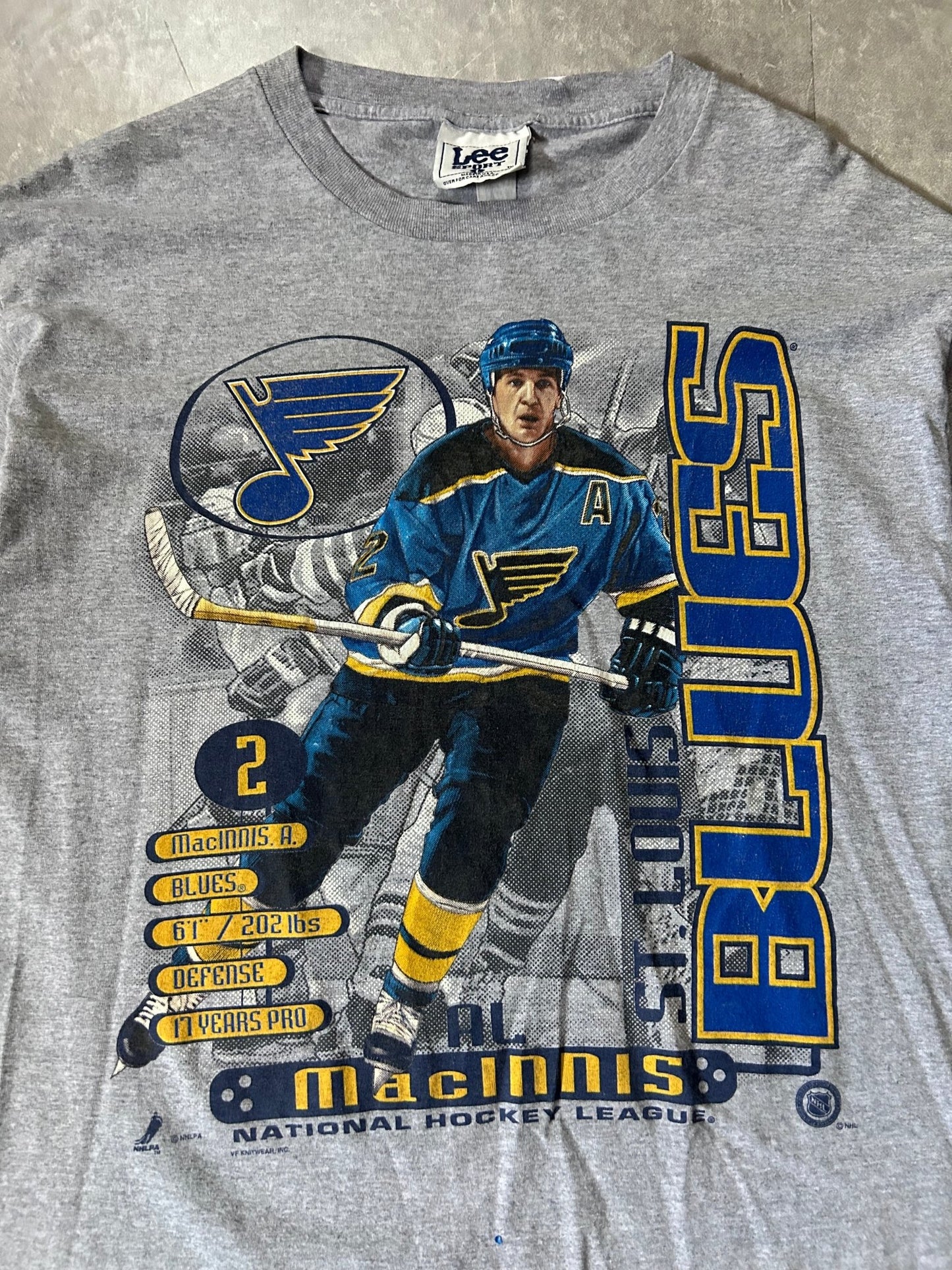 90's Vintage Al MacInnis St. Louis Blues Grey T-Shirt - L - L | Martin City Vintage