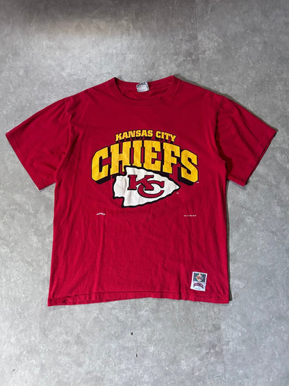 90's Vintage Kansas City Chiefs Nutmeg Red T-Shirt - XL - XL | Martin City Vintage