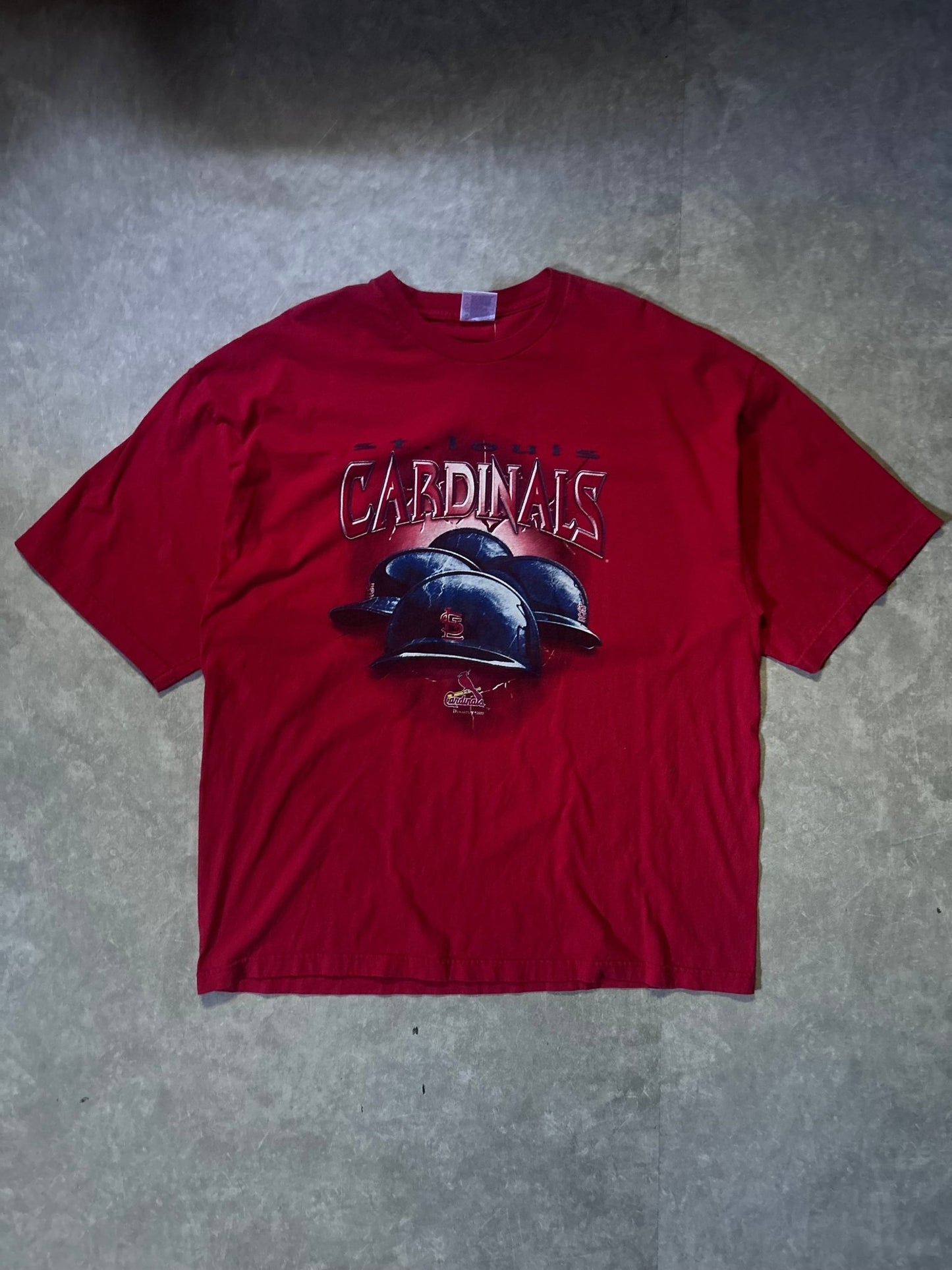 2000's Vintage St. Louis Cardinals Helmets Red T-Shirt - XXXL - XXXL | Martin City Vintage