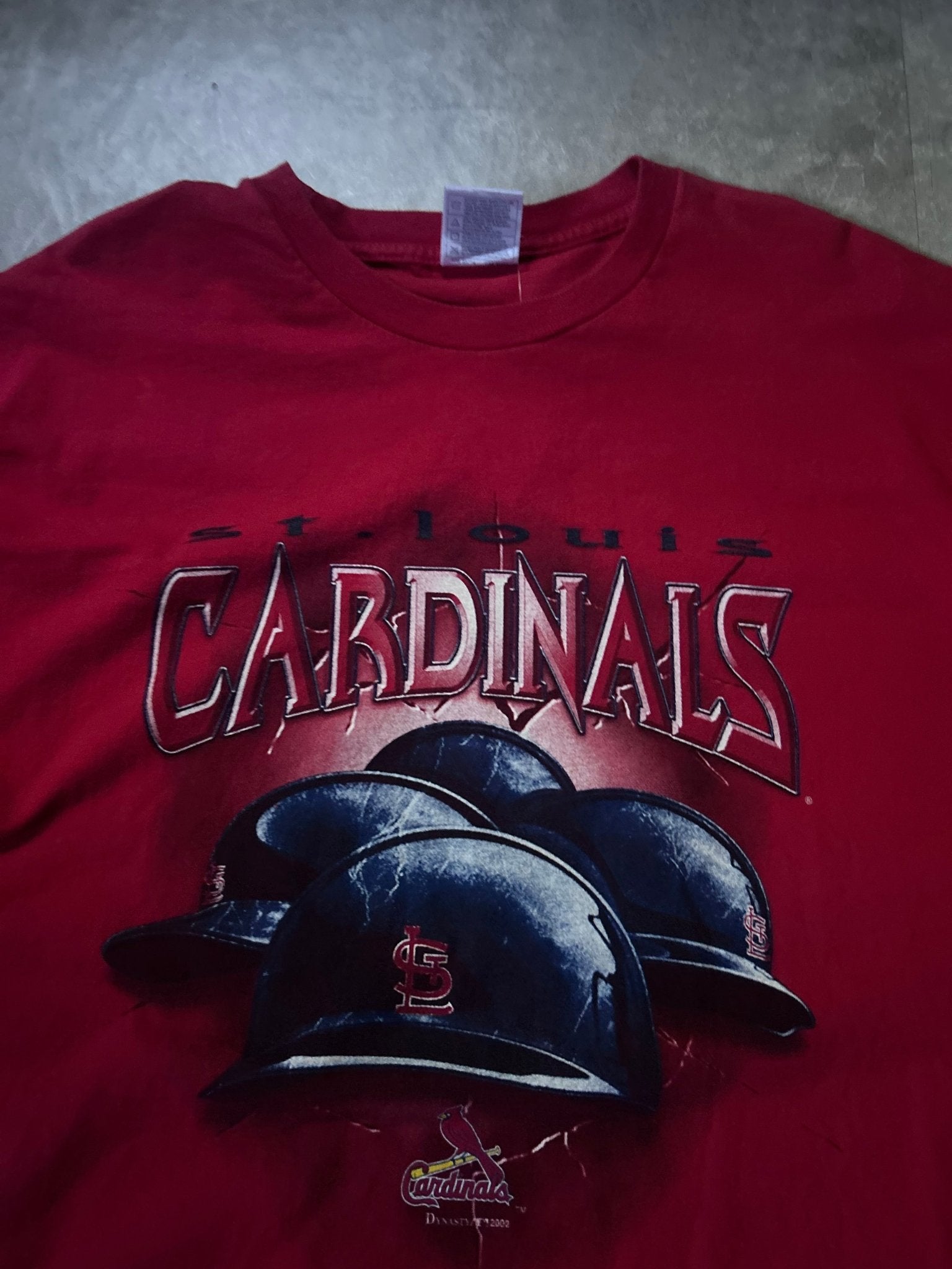 2000's Vintage St. Louis Cardinals Helmets Red T-Shirt - XXXL - XXXL | Martin City Vintage