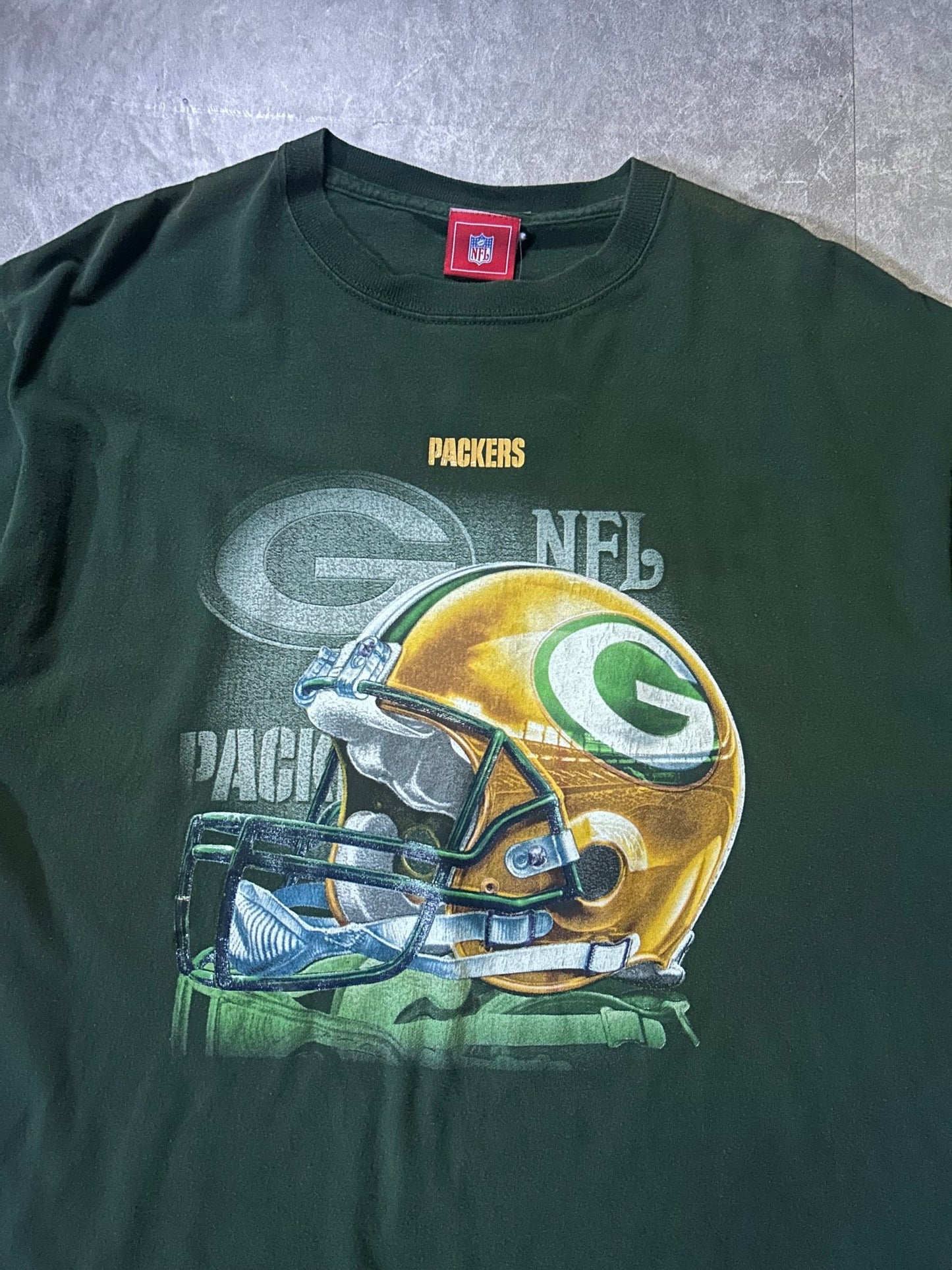 90's Vintage Green Bay Packers Helmet Green T-Shirt - L - L | Martin City Vintage