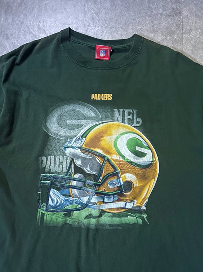 90's Vintage Green Bay Packers Helmet Green T-Shirt - L - L | Martin City Vintage