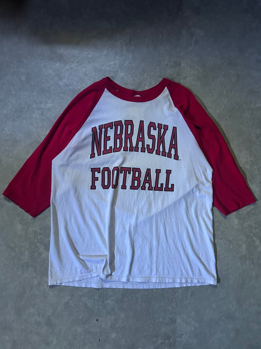 90's Vintage Nebraska Cornhuskers Football White 3/4 Sleeve Shirt - XL - XL | Martin City Vintage
