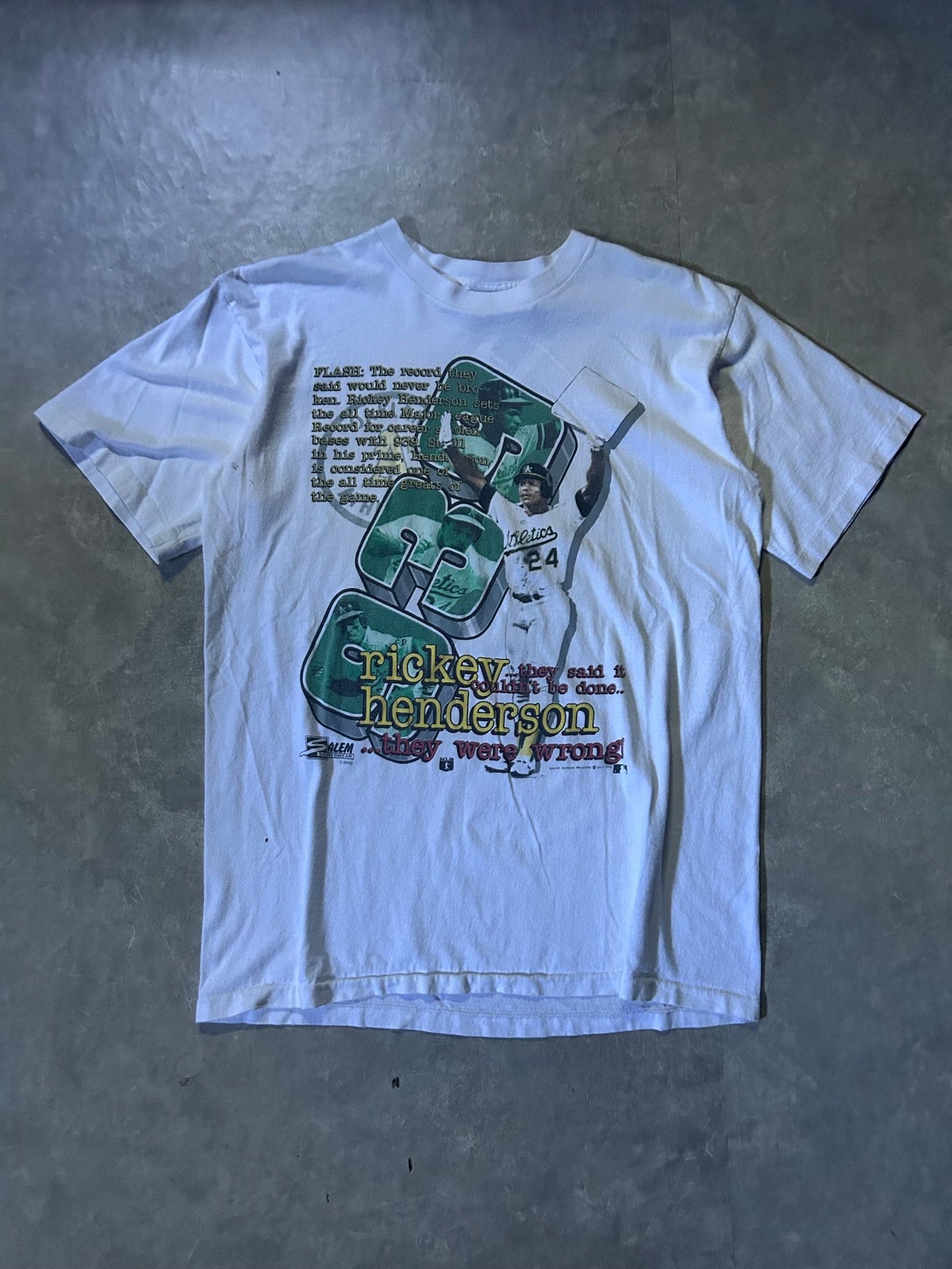 90's Vintage Rickey Henderson Oakland Athletics White T-Shirt - L - L | Martin City Vintage