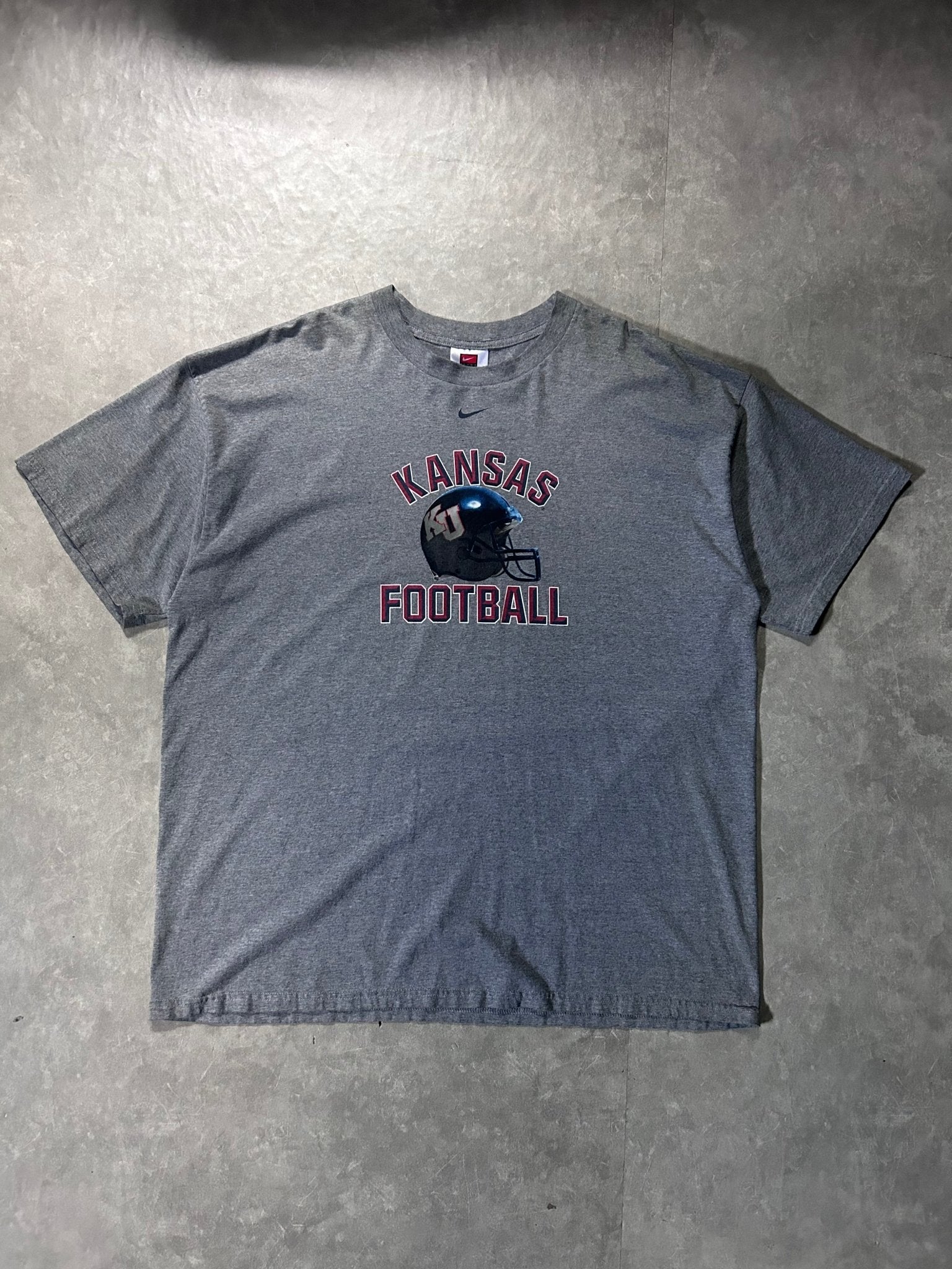 2000's Vintage Kansas Jayhawks Football Nike Grey T-Shirt - XXL - XXL | Martin City Vintage