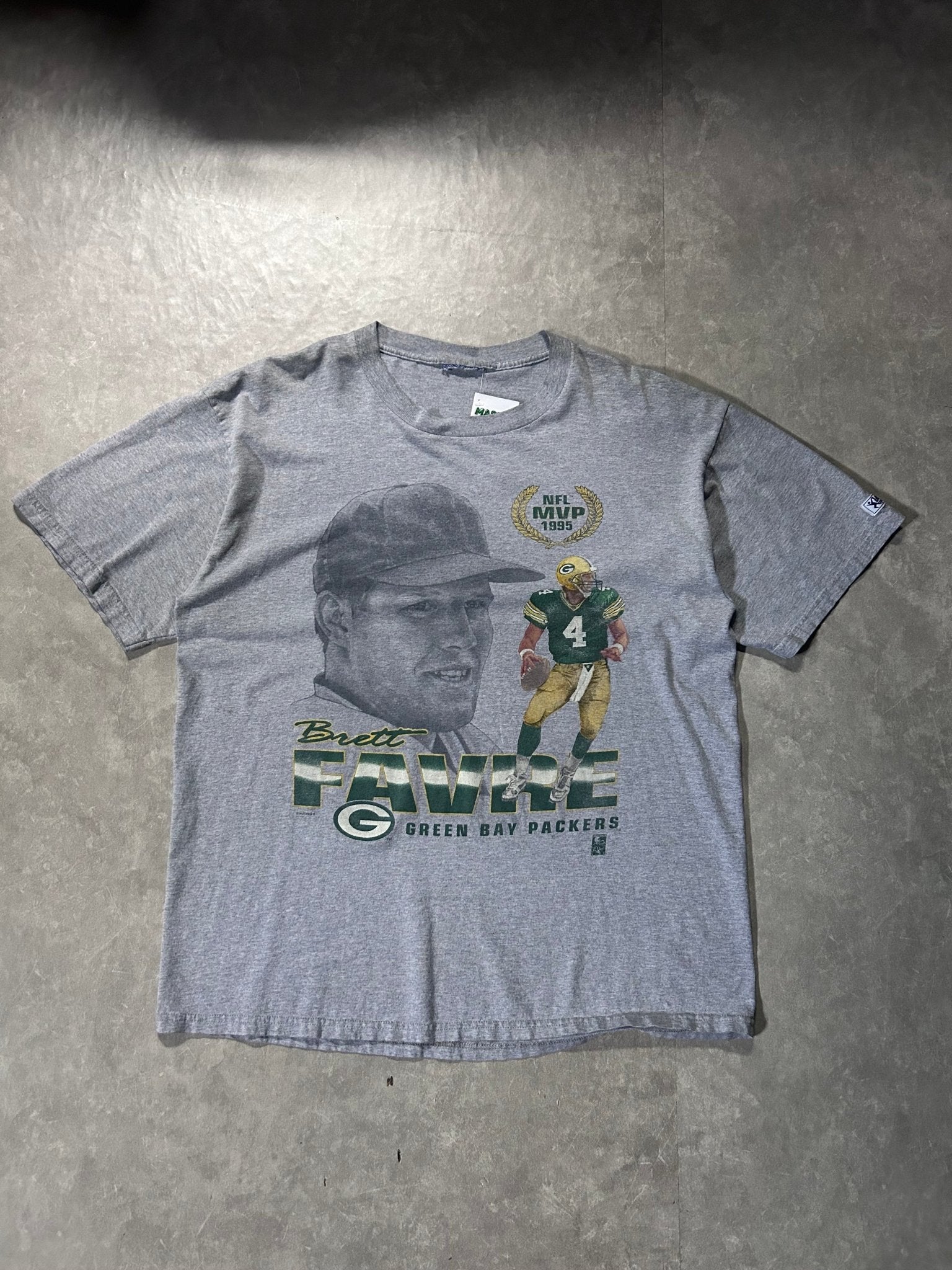 1995 Vintage Brett Favre Green Bay Packers Realism Grey T-Shirt - XL - XL | Martin City Vintage