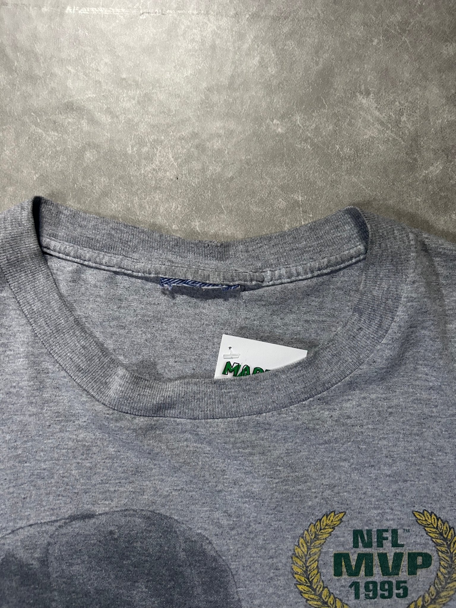 1995 Vintage Brett Favre Green Bay Packers Realism Grey T-Shirt - XL - XL | Martin City Vintage