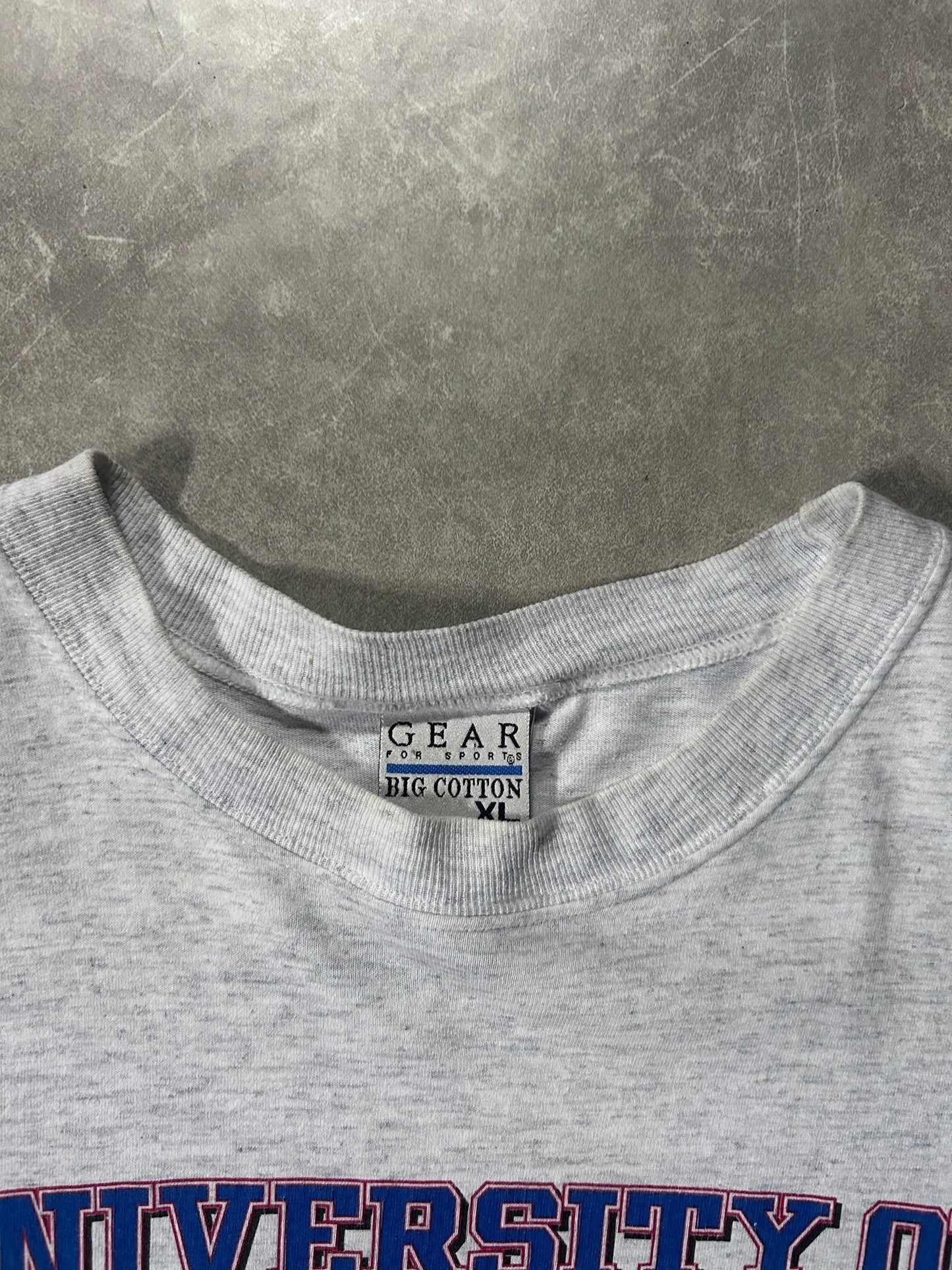 90's Vintage Kansas Jayhawk Basketball Heather Grey T-Shirt - XL - XL | Martin City Vintage