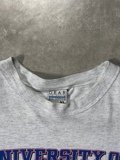 90's Vintage Kansas Jayhawk Basketball Heather Grey T-Shirt - XL - XL | Martin City Vintage