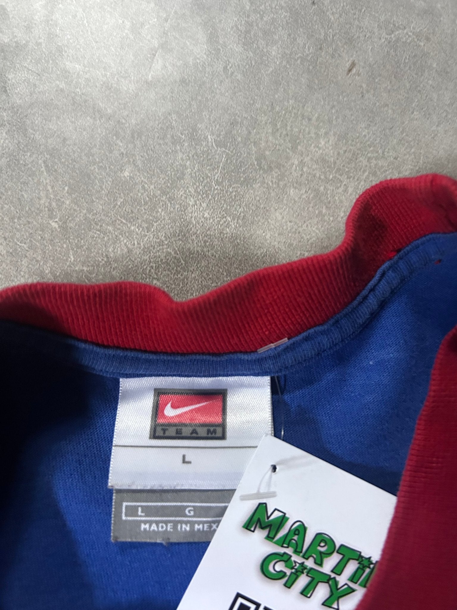 2000's Vintage Kansas Jayhawks Nike Blue Ringer T-Shirt - L - L | Martin City Vintage