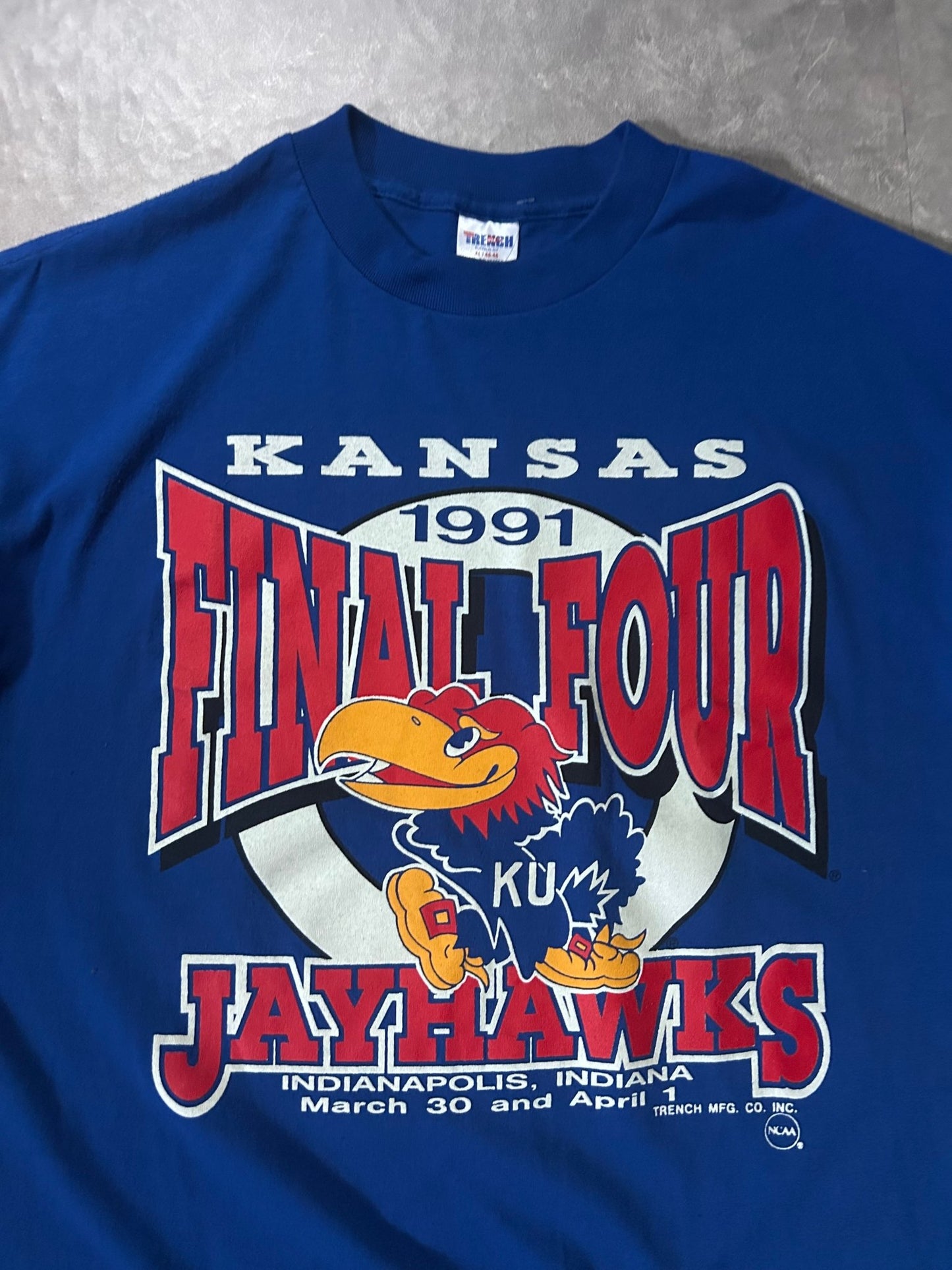 1991 Vintage Kansas Jayhawks Final Four Blue T-Shirt - L - L | Martin City Vintage