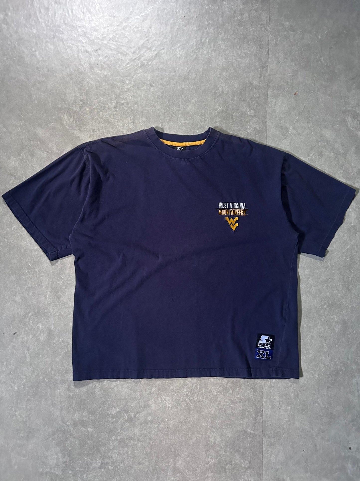 2000's West Virginia Mountaineers Embroidered Minimal Logo Navy T-Shirt - L - L | Martin City Vintage