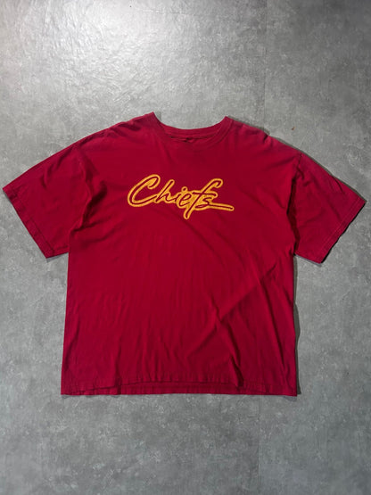 90's Vintage Kansas City Chiefs Script Red T-Shirt - XL - XL | Martin City Vintage