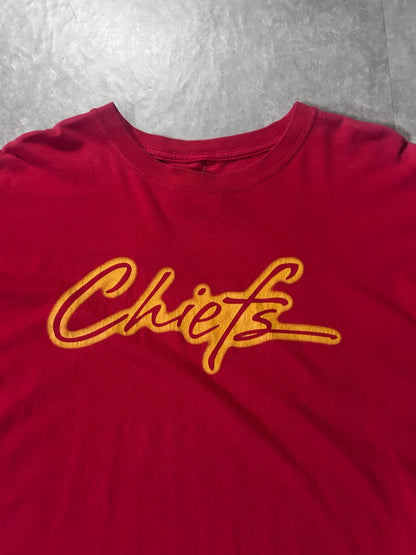 90's Vintage Kansas City Chiefs Script Red T-Shirt - XL - XL | Martin City Vintage