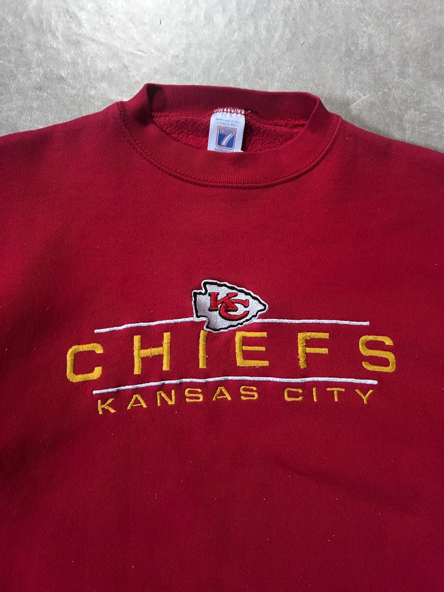 90's Vintage Kansas City Chiefs Embroidered Red Crewneck - XL - XL | Martin City Vintage