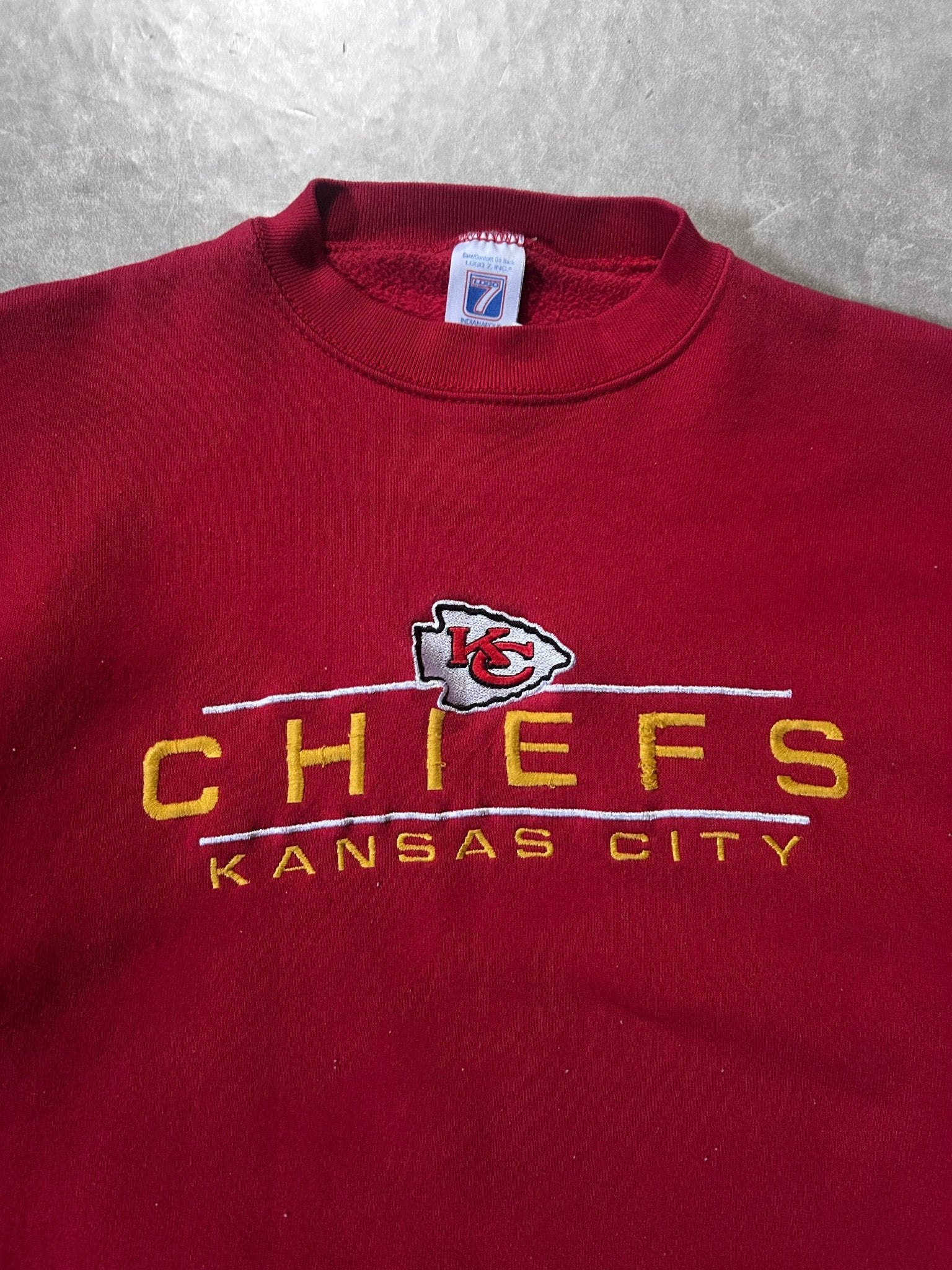 90's Vintage Kansas City Chiefs Embroidered Red Crewneck - XL - XL | Martin City Vintage