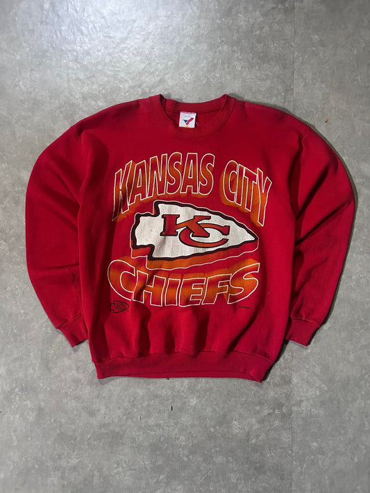 90's Vintage Kansas City Chiefs Big Print Red Crewneck - L - L | Martin City Vintage