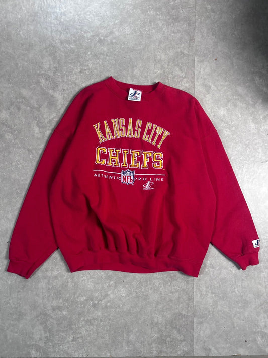 90's Vintage Kansas City Chiefs Pro Line Embroidered Red Crewneck - XL - XL | Martin City Vintage