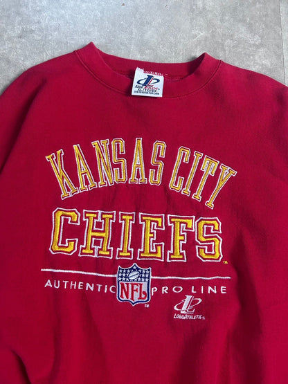 90's Vintage Kansas City Chiefs Pro Line Embroidered Red Crewneck - XL - XL | Martin City Vintage