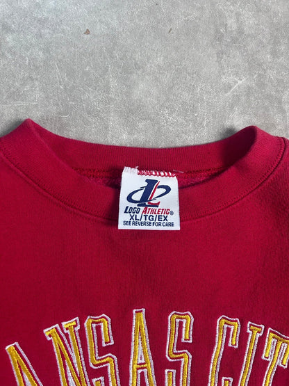 90's Vintage Kansas City Chiefs Pro Line Embroidered Red Crewneck - XL - XL | Martin City Vintage