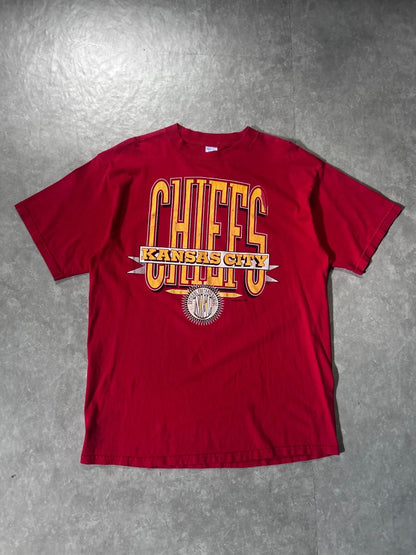 90's Vintage Kansas City Chiefs Block Letters Red T-Shirt - XL - XL | Martin City Vintage
