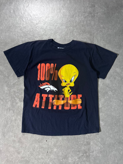 90's Vintage Denver Broncos Looney Tunes Navy T-Shirt - M - M | Martin City Vintage