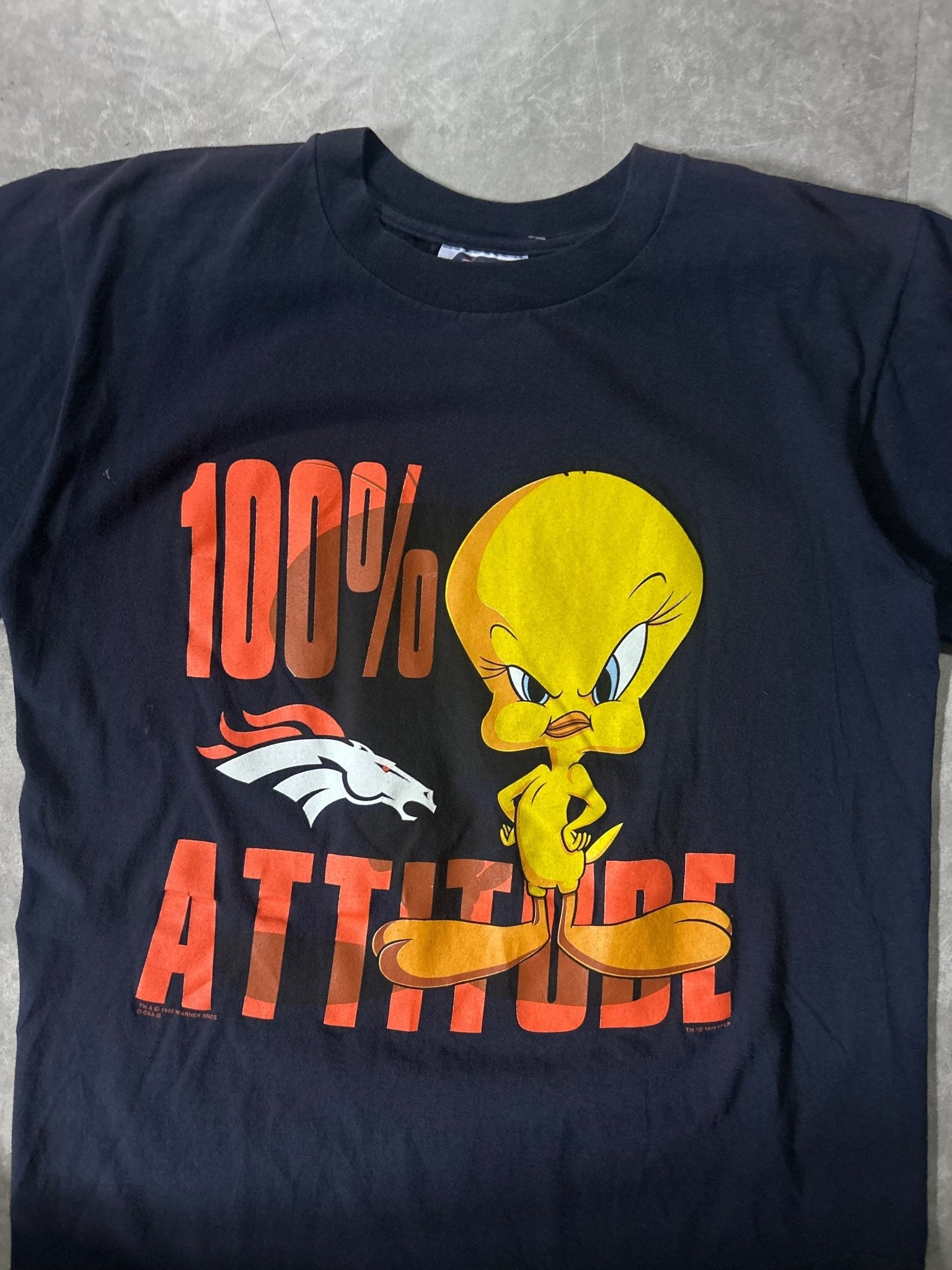 90's Vintage Denver Broncos Looney Tunes Navy T-Shirt - M - M | Martin City Vintage
